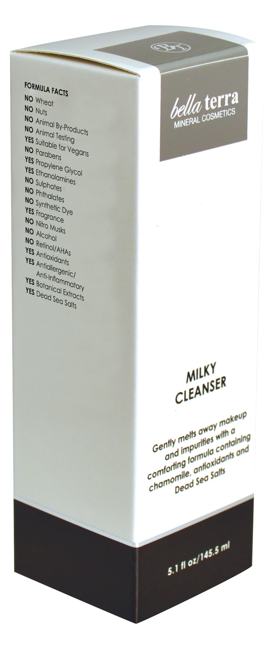 Bellaterra Cosmetics Milky Cleanser – Gentle Makeup Remover for Sensitive Skin, Chamomile & Dead Sea Minerals (5.1 oz)