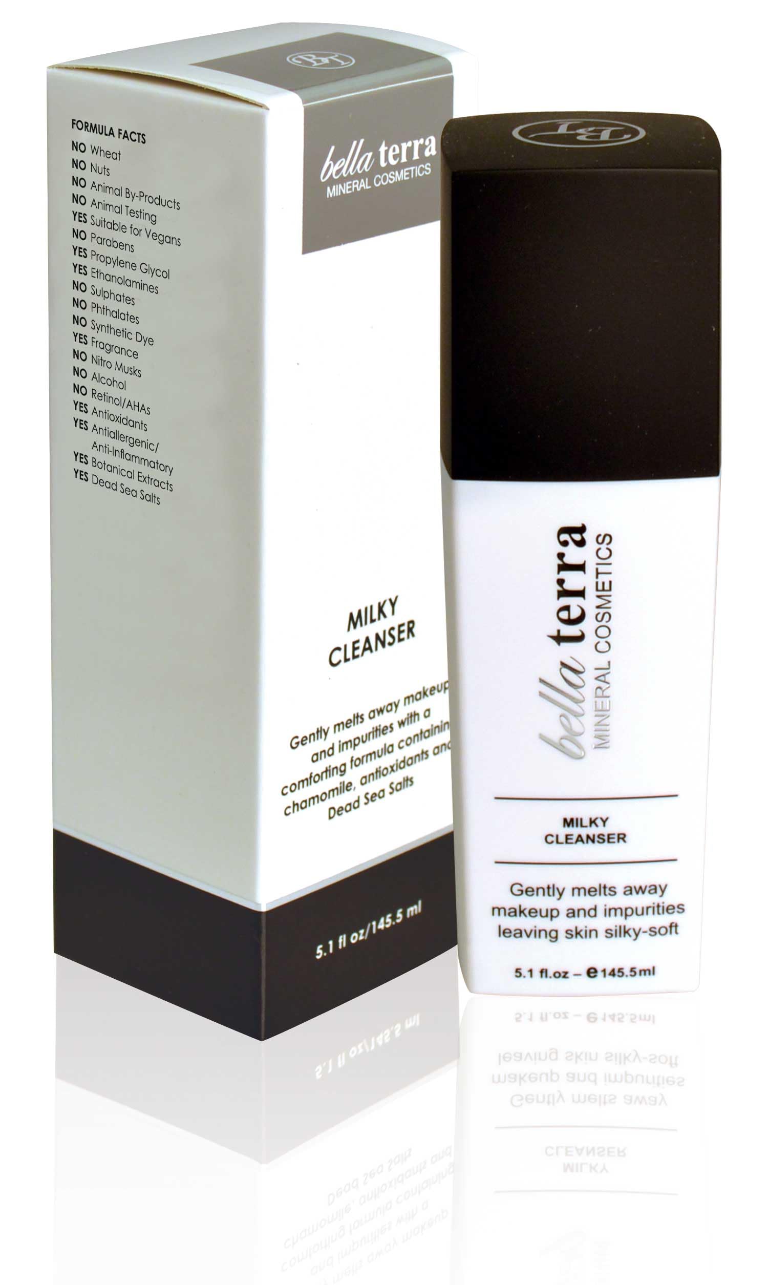 Bellaterra Cosmetics Milky Cleanser – Gentle Makeup Remover for Sensitive Skin, Chamomile & Dead Sea Minerals (5.1 oz)