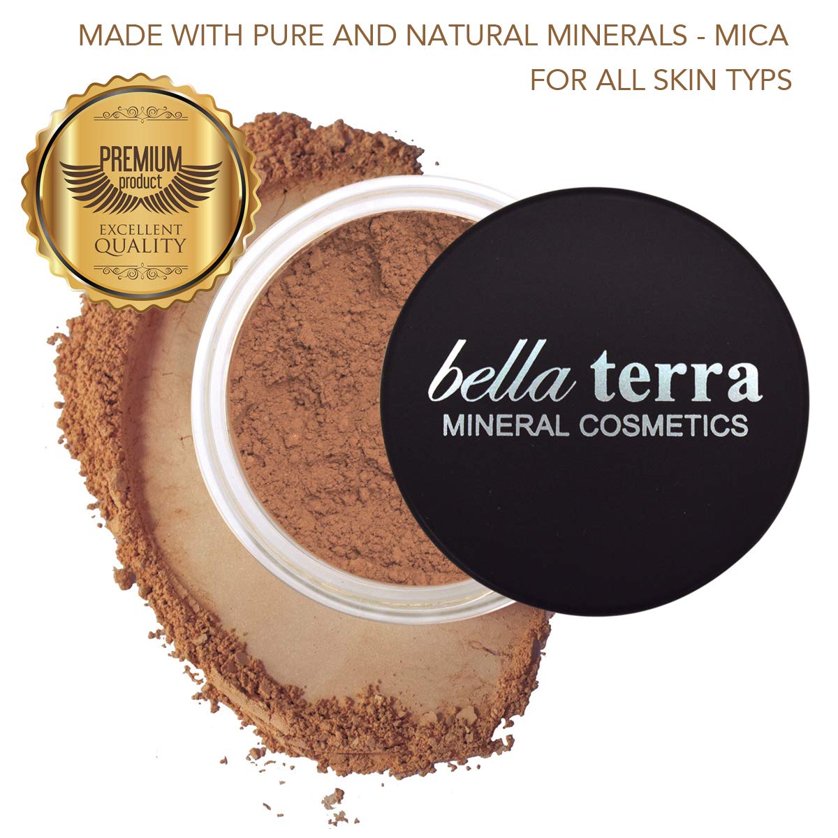 Bellaterra Cosmetics BellaTerra Mineral Powder Foundation Café – Deep Neutral Matte 9g