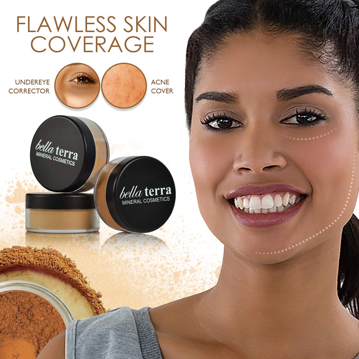 Bellaterra Cosmetics BellaTerra Mineral Powder Foundation Café – Deep Neutral Matte 9g