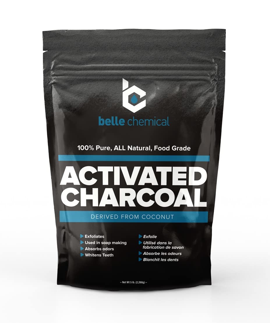 Belle Chemical Organic Coconut Activated Charcoal Powder (5LB) – Food Grade, Kosher, Teeth Whitening, Facial Scrub, Soap Making