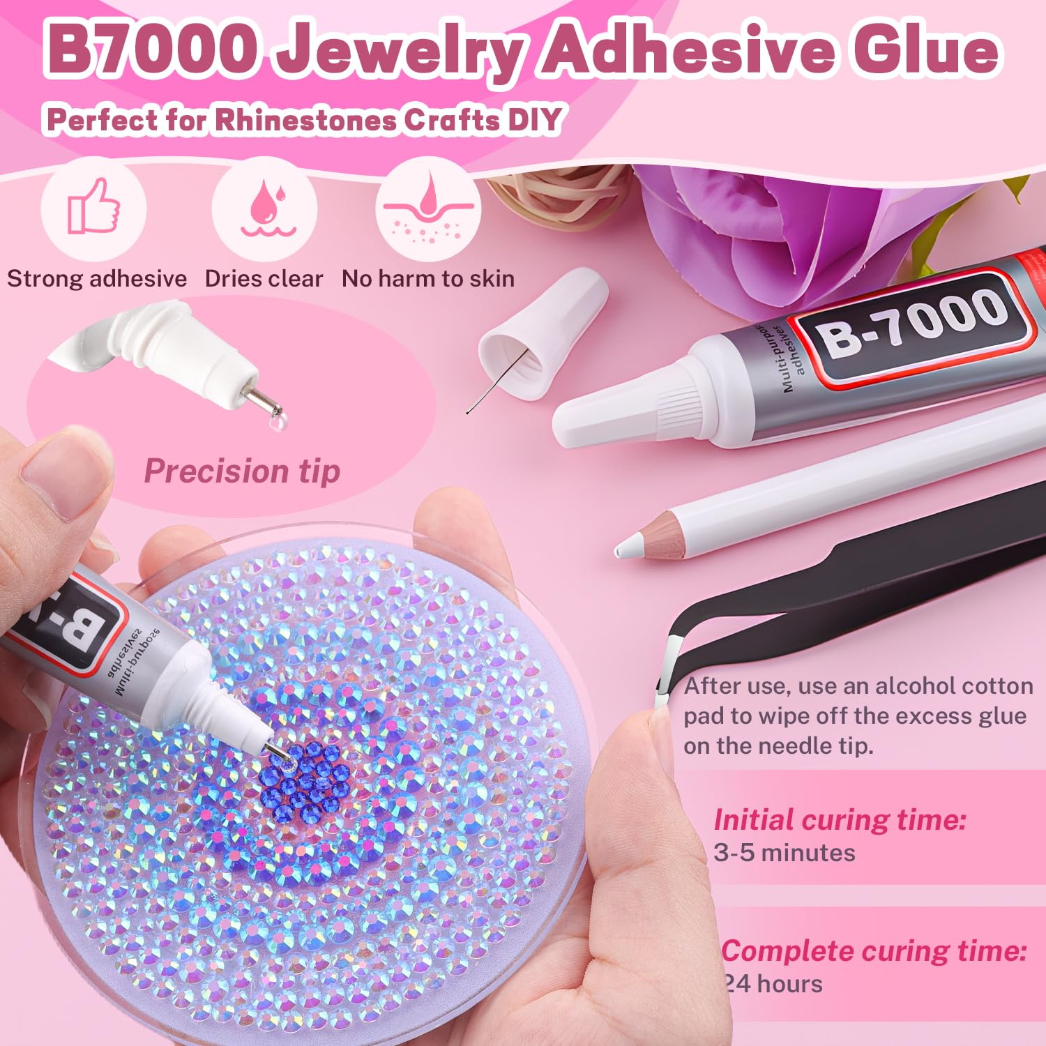 BELLEBOOST 20,000 Blue Resin Rhinestones Kit with 3 B7000 Glue for Crafting