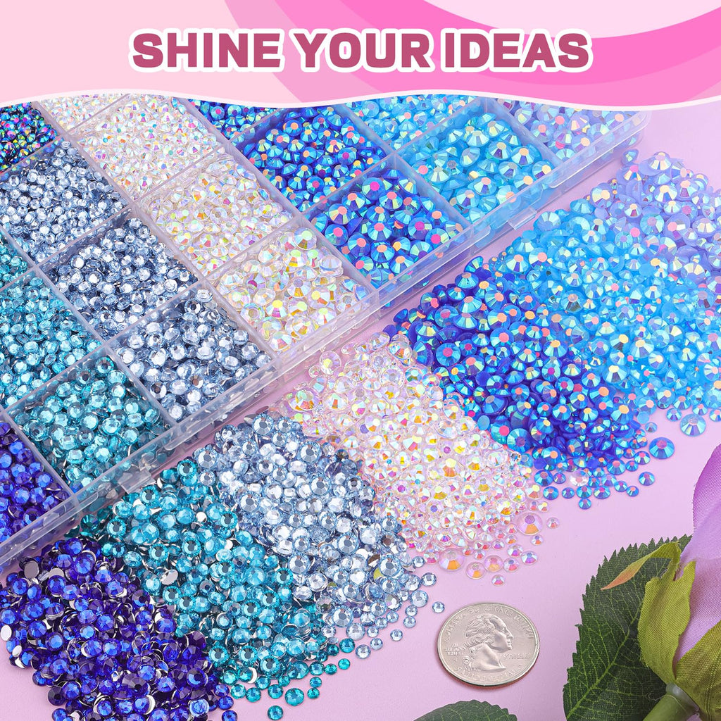 BELLEBOOST 20,000 Blue Resin Rhinestones Kit with 3 B7000 Glue for Crafting