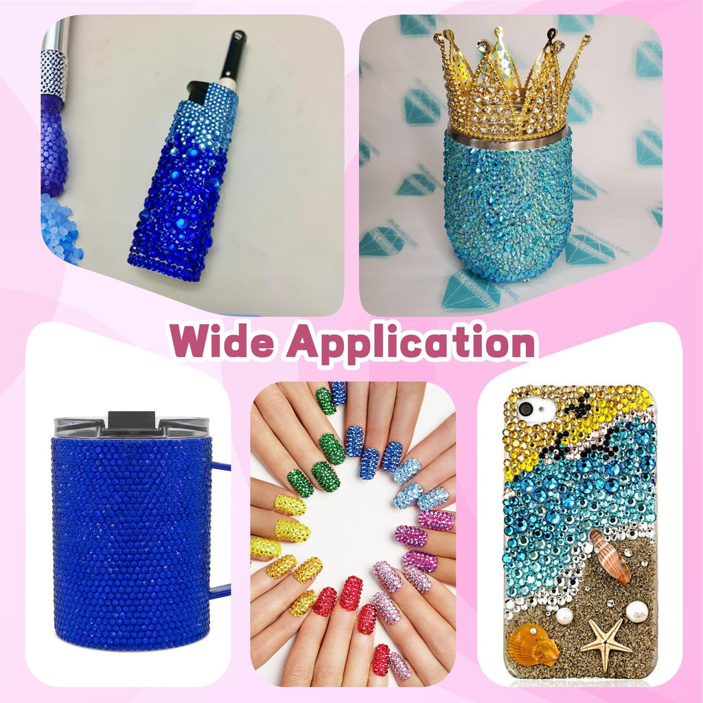 BELLEBOOST 20,000 Blue Resin Rhinestones Kit with 3 B7000 Glue for Crafting