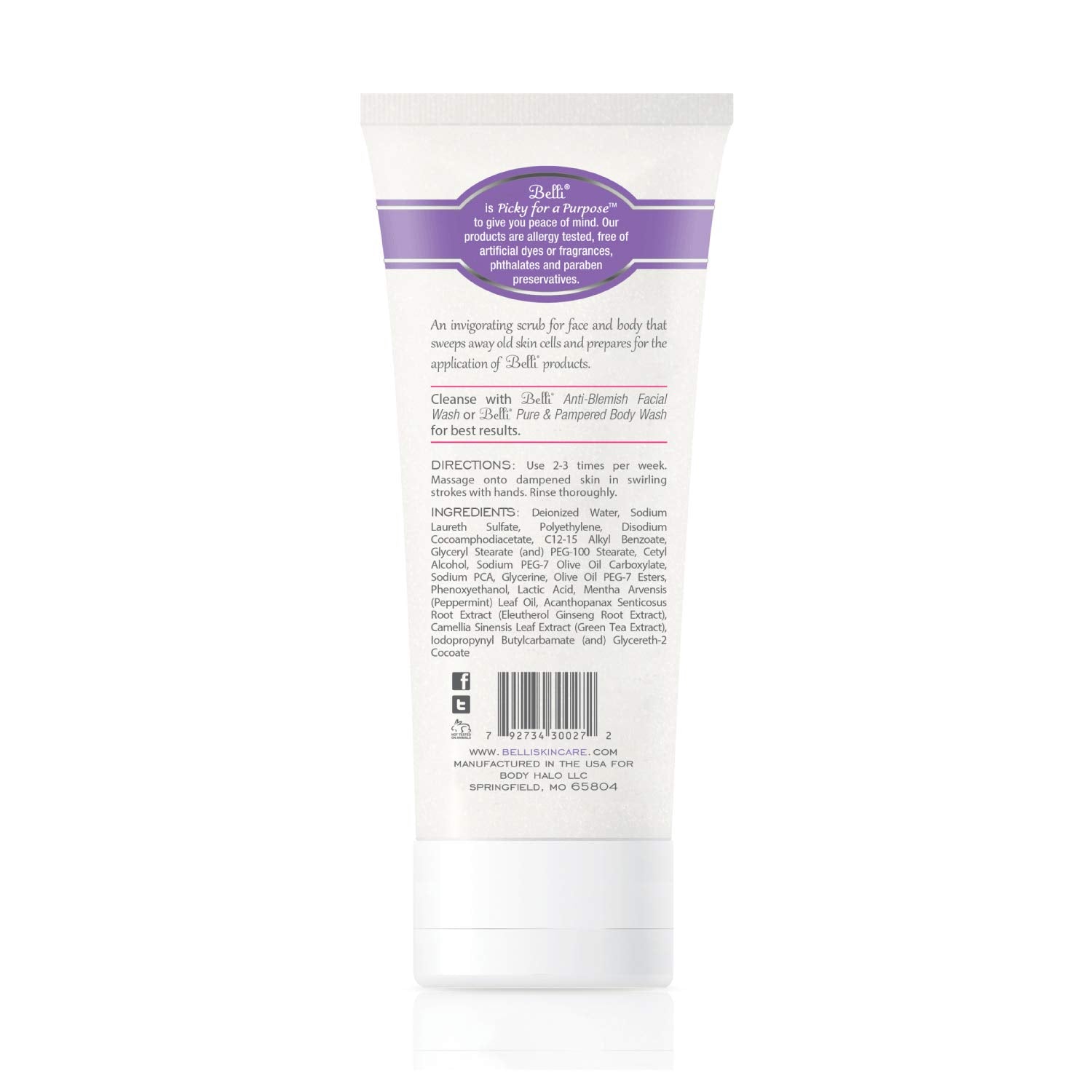 Belli Fresh Start Pre-Treatment Scrub | Gentle Exfoliating Cleanser for All Skin Types, 6.5 oz