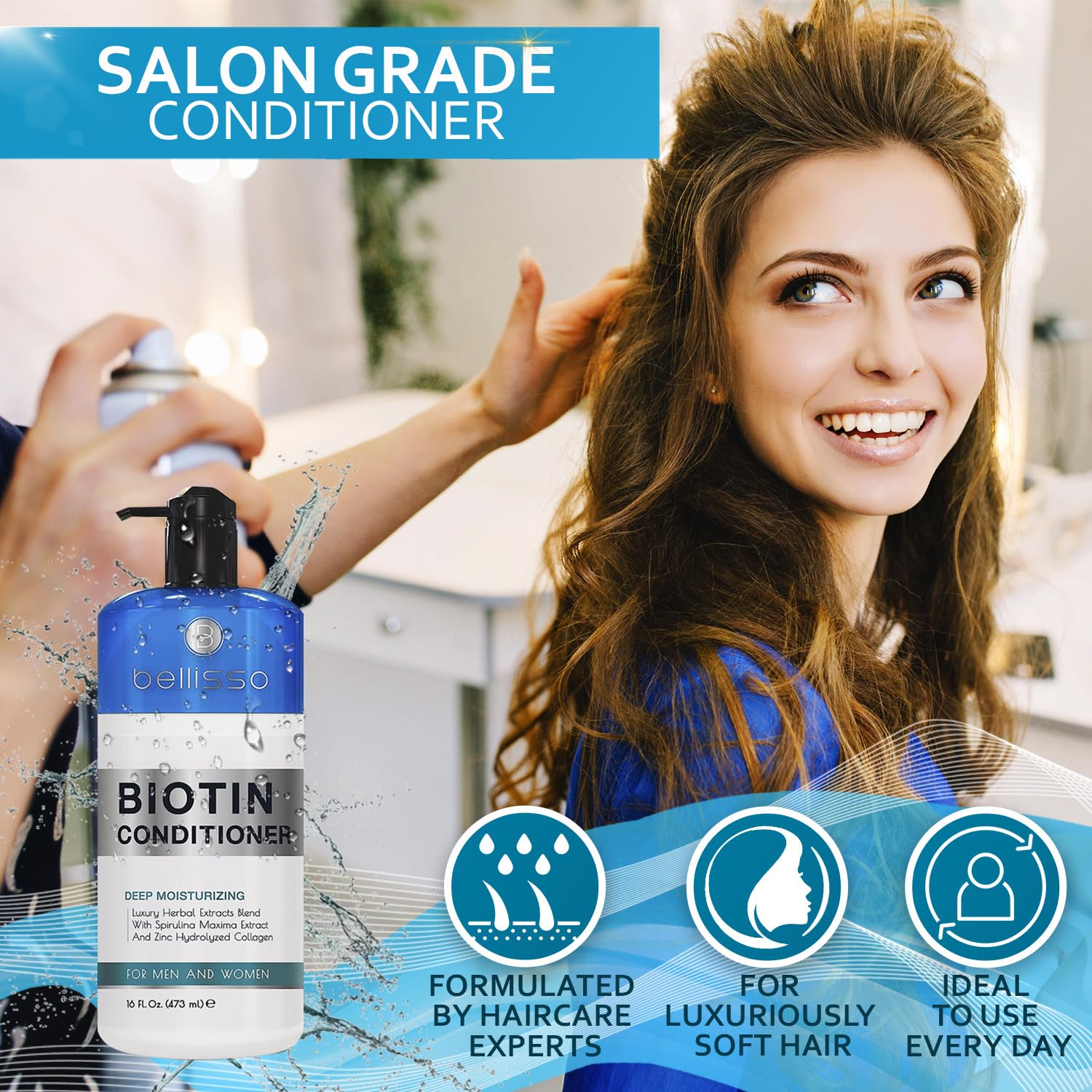 Bellisso Biotin Conditioner - Sulfate-Free Thickening Care for Women & Men