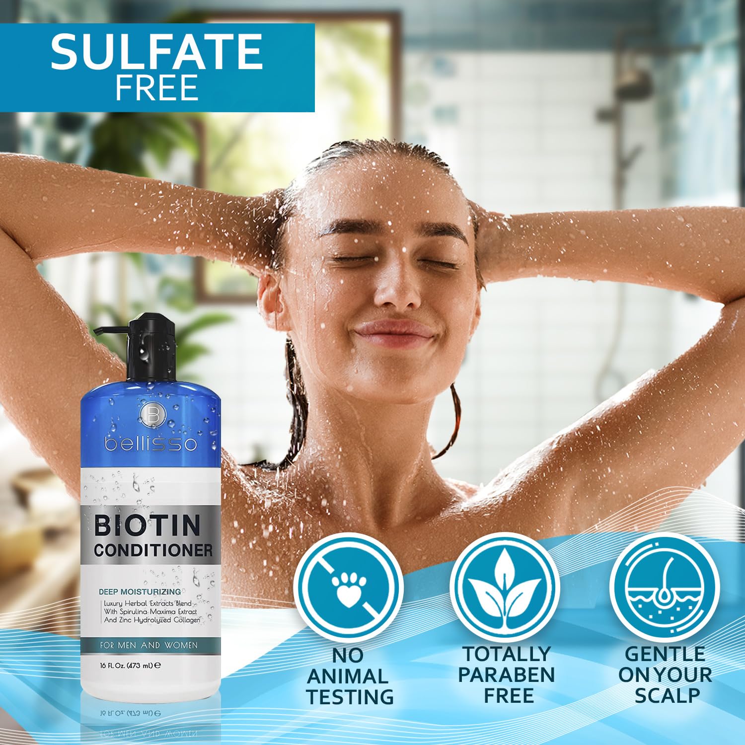 Bellisso Biotin Conditioner - Sulfate-Free Thickening Care for Women & Men