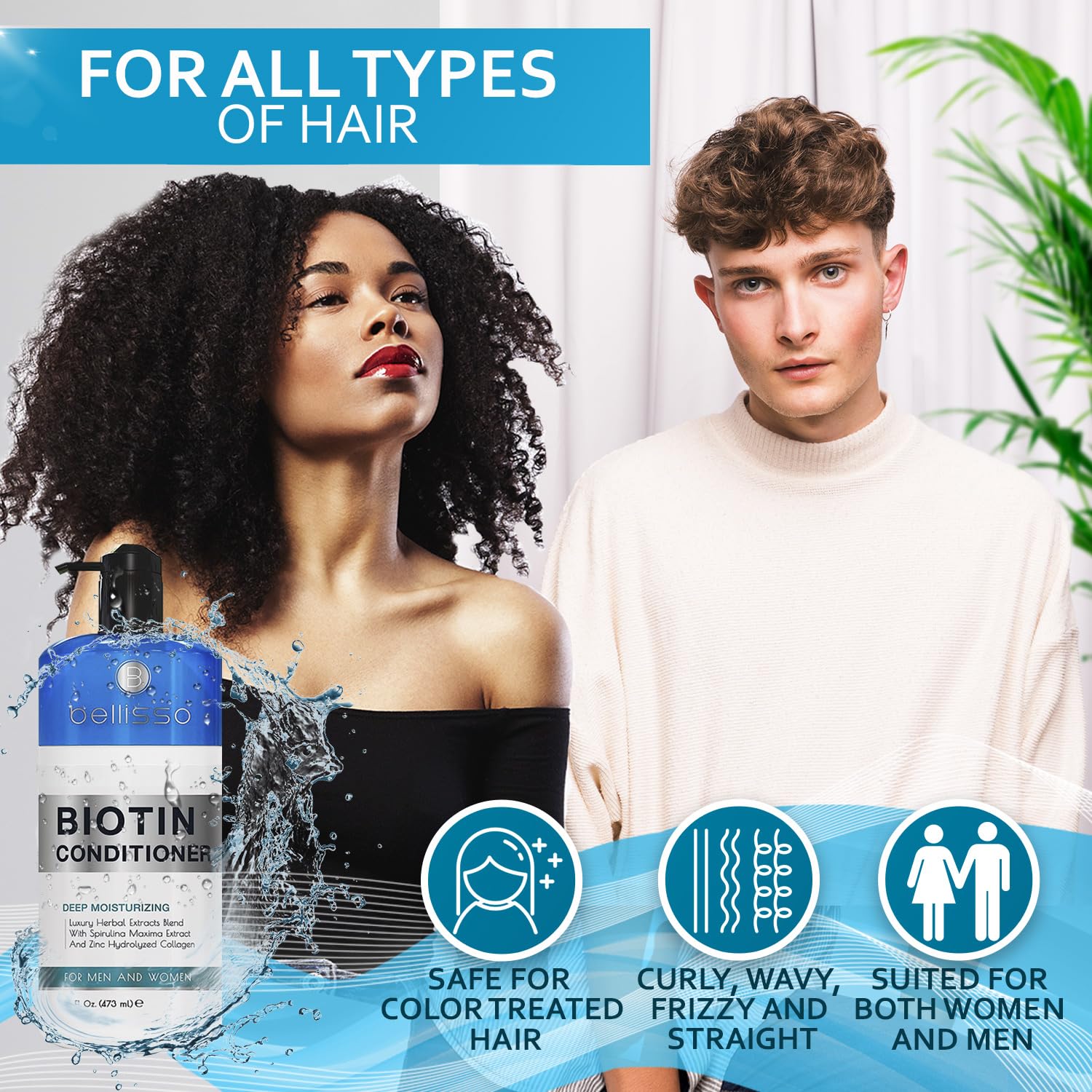 Bellisso Biotin Conditioner - Sulfate-Free Thickening Care for Women & Men