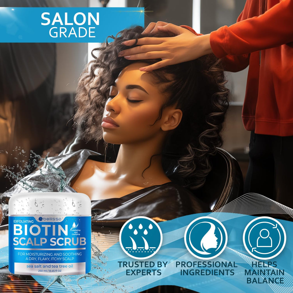 Bellisso Biotin Scalp Scrub - Exfoliate Dry Scalp & Build-Up