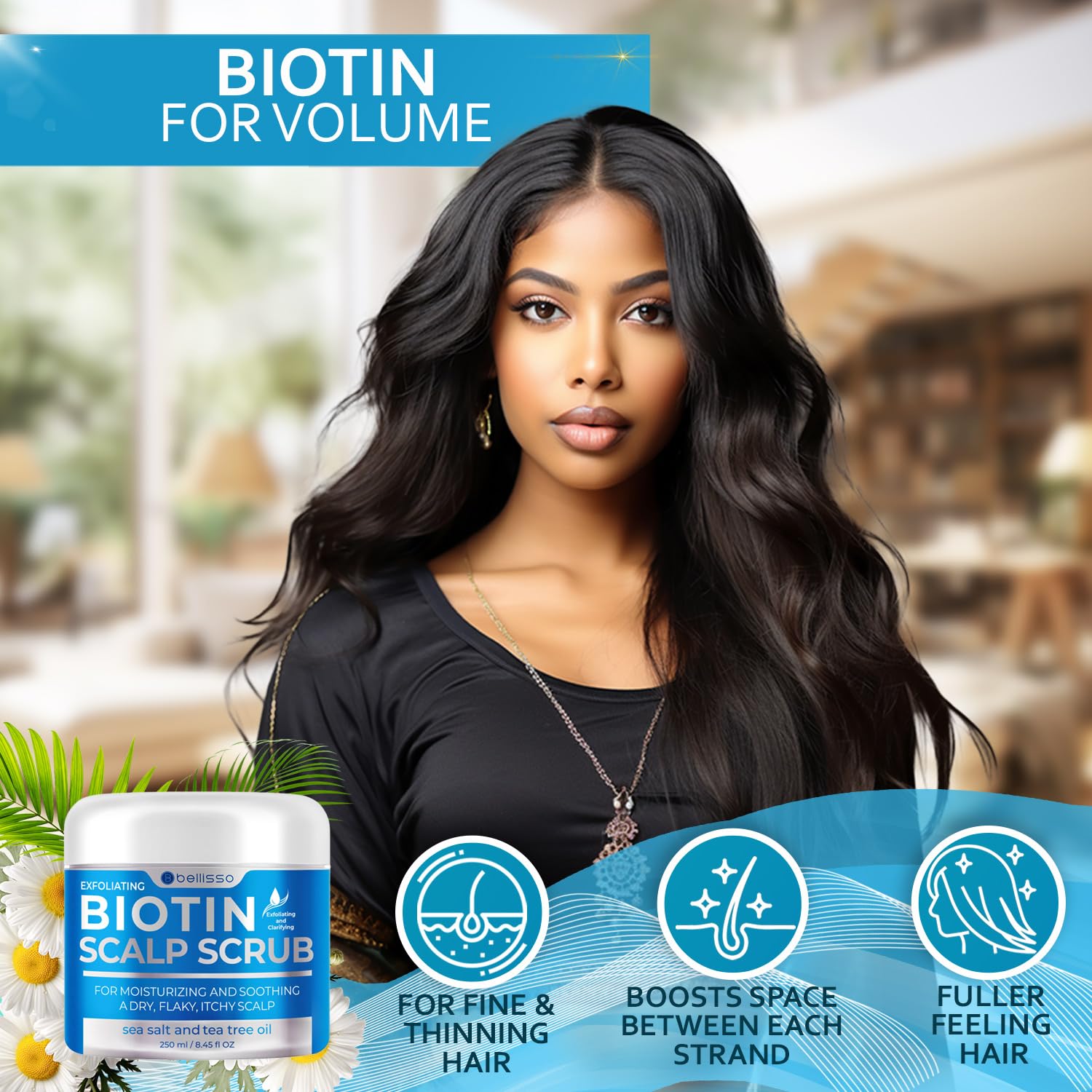 Bellisso Biotin Scalp Scrub - Exfoliate Dry Scalp & Build-Up