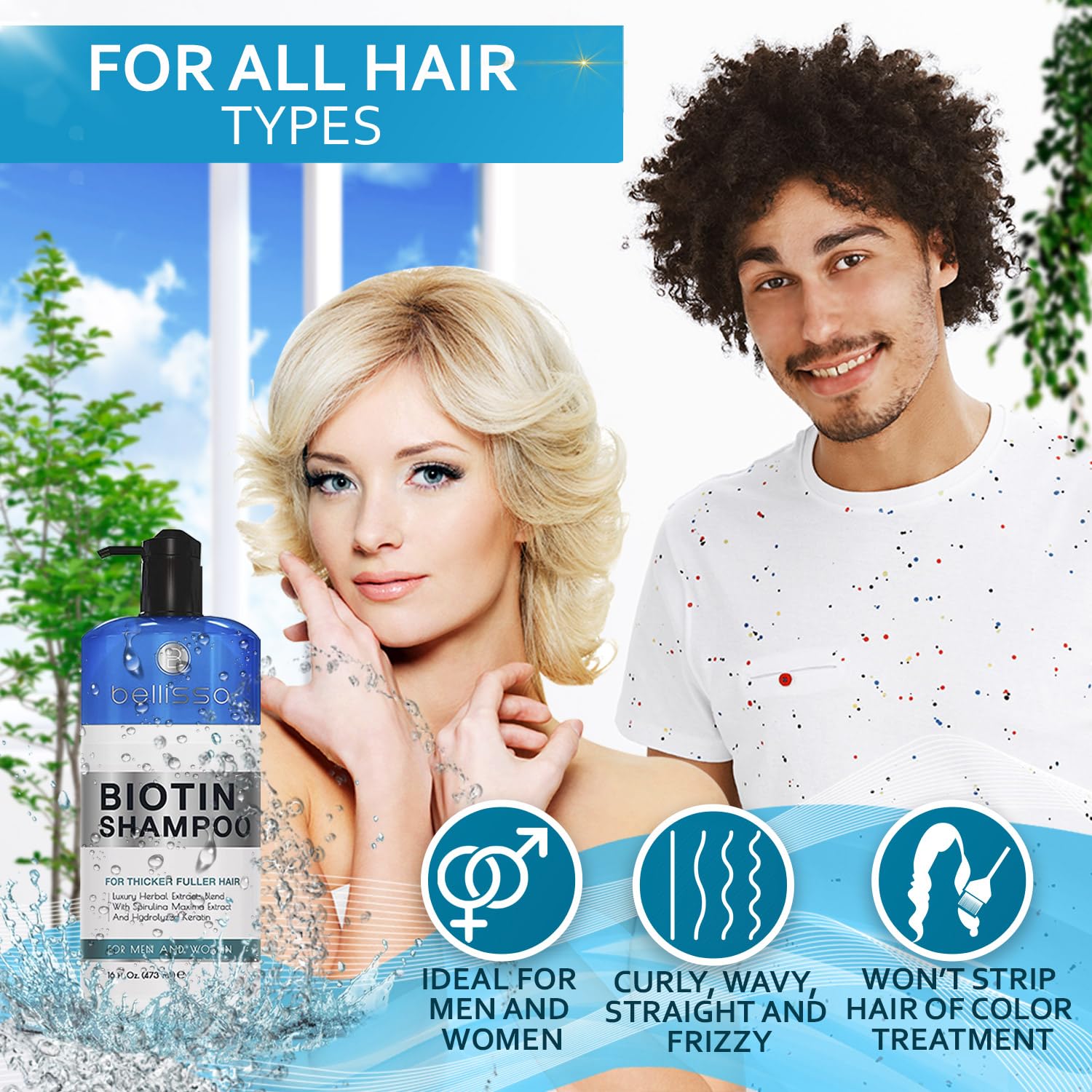 Bellisso Biotin Shampoo – Thicker, Stronger Hair with Volumizing Formula
