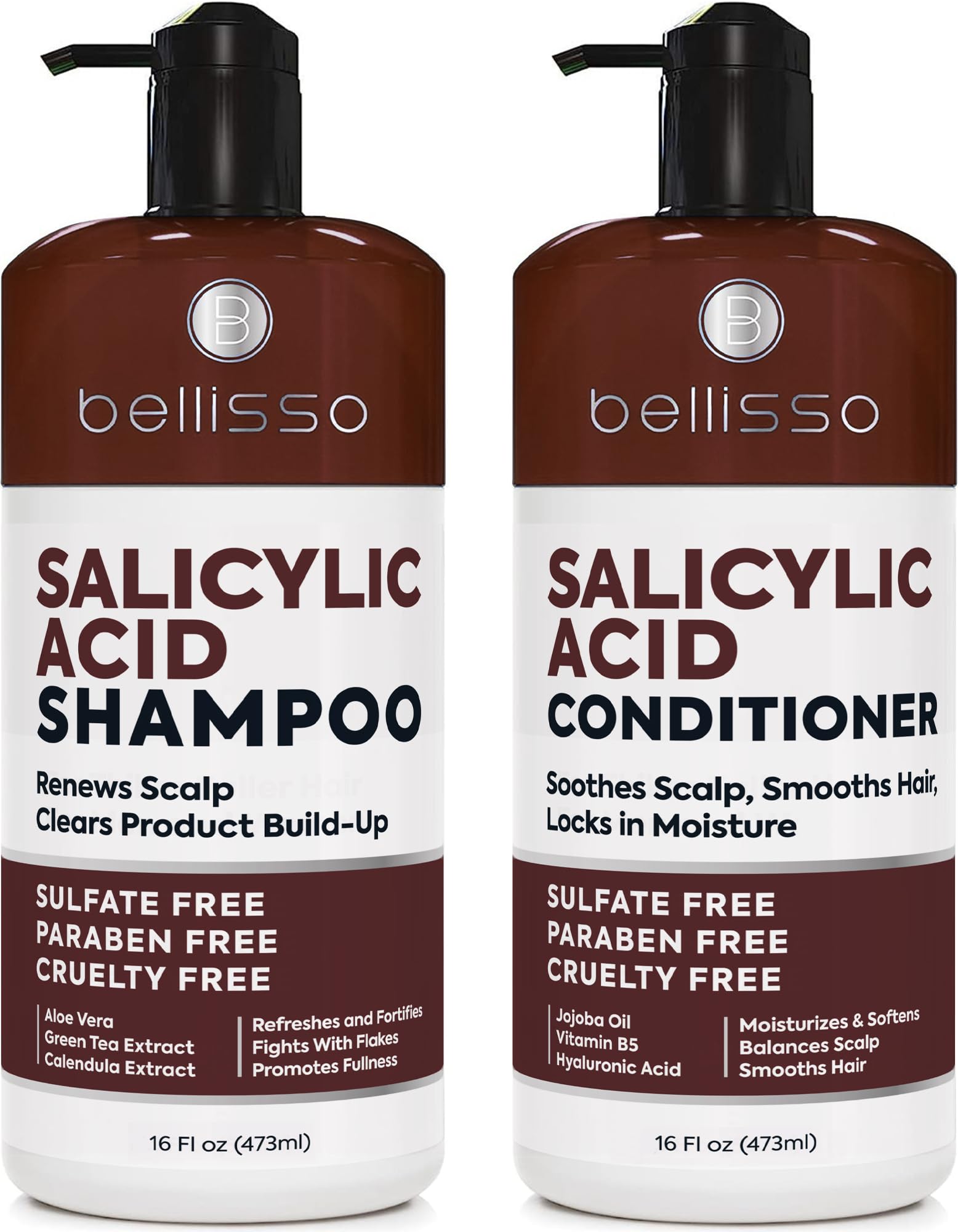 Bellisso Salicylic Acid Shampoo & Conditioner Set – Anti Dandruff, Sulfate Free