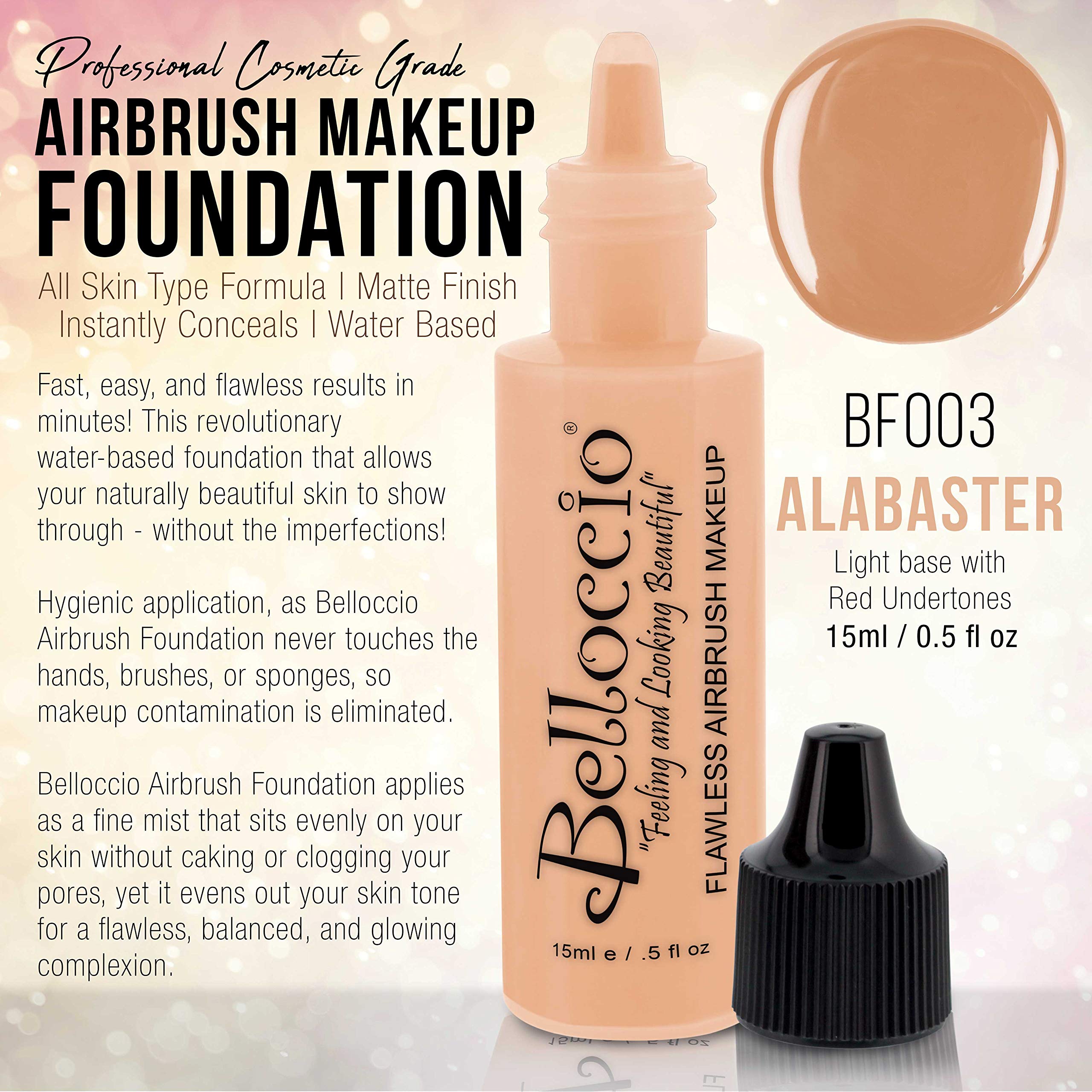 Belloccio Professional Airbrush Makeup Foundation – Alabaster (0.5 oz)