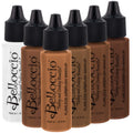 Belloccio Dark Color Shade Airbrush Makeup Foundation Set – 5 × 1/2 oz Pro Shades