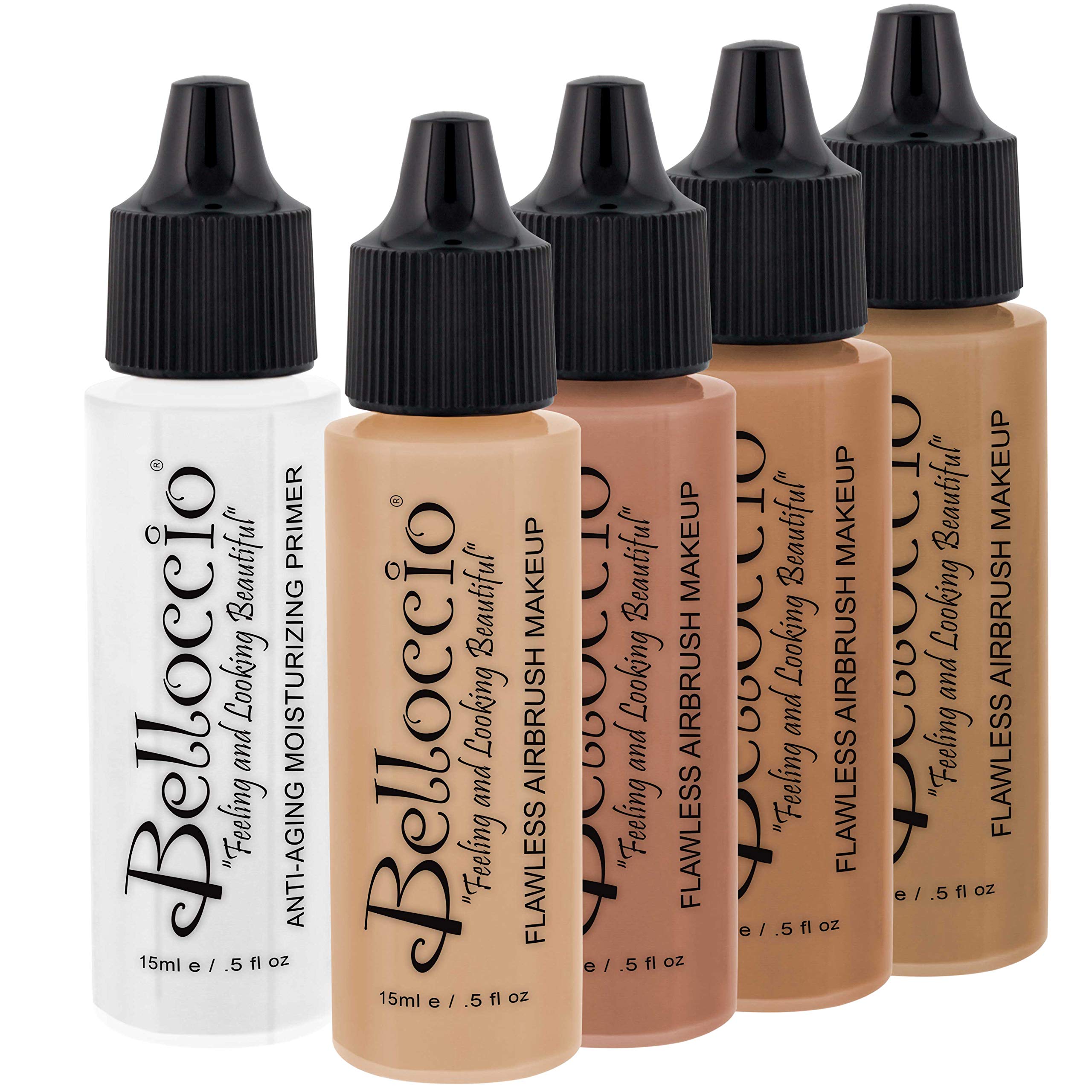 Belloccio Medium Color Shade Foundation Set — Airbrush Foundation with Primer