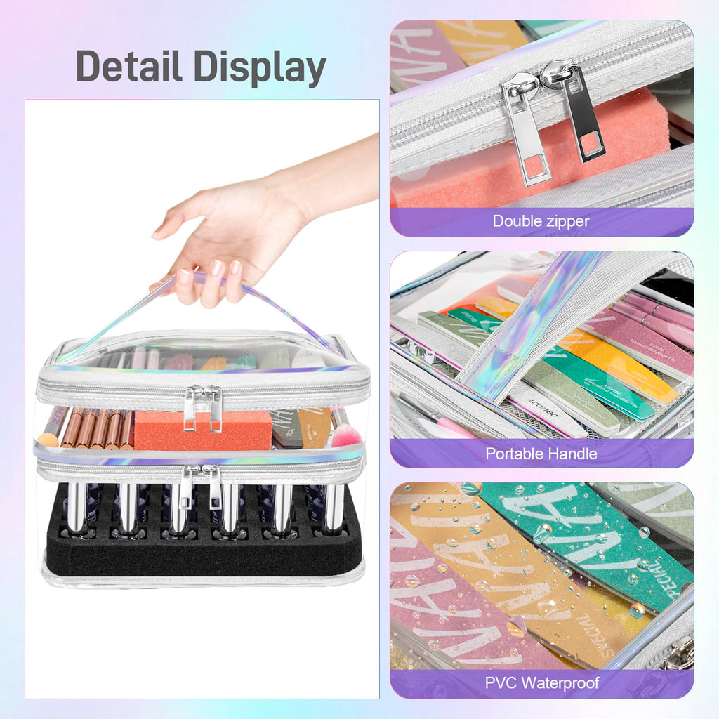 Beloving Nail Polish Organizer – Clear Double-Tier Case for 30+ Bottles | Travel-Ready