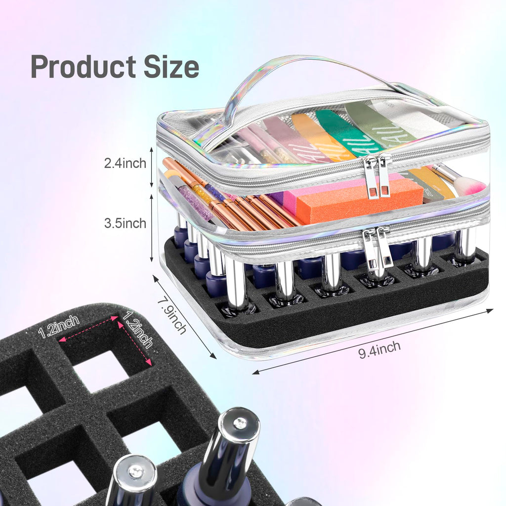 Beloving Nail Polish Organizer – Clear Double-Tier Case for 30+ Bottles | Travel-Ready