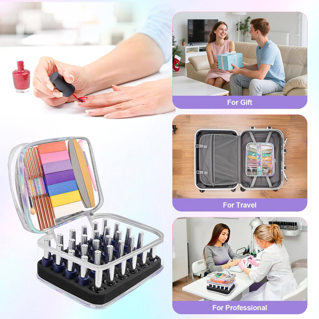 Beloving Nail Polish Organizer – Clear Double-Tier Case for 30+ Bottles | Travel-Ready