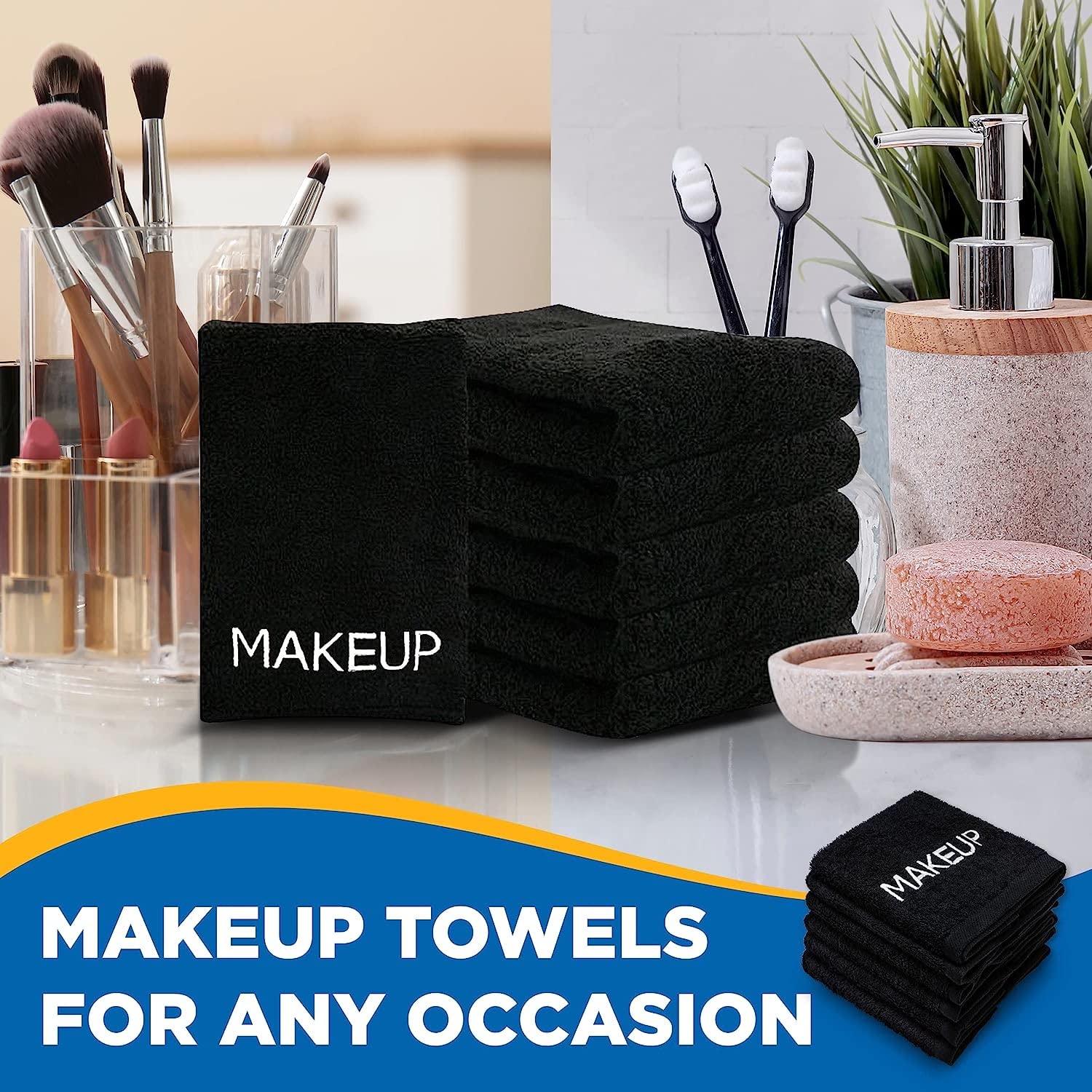 Ben Kaufman Makeup Remover Face Washcloths – 144 Pack, 13 x 13 in, 100% Cotton, Reusable
