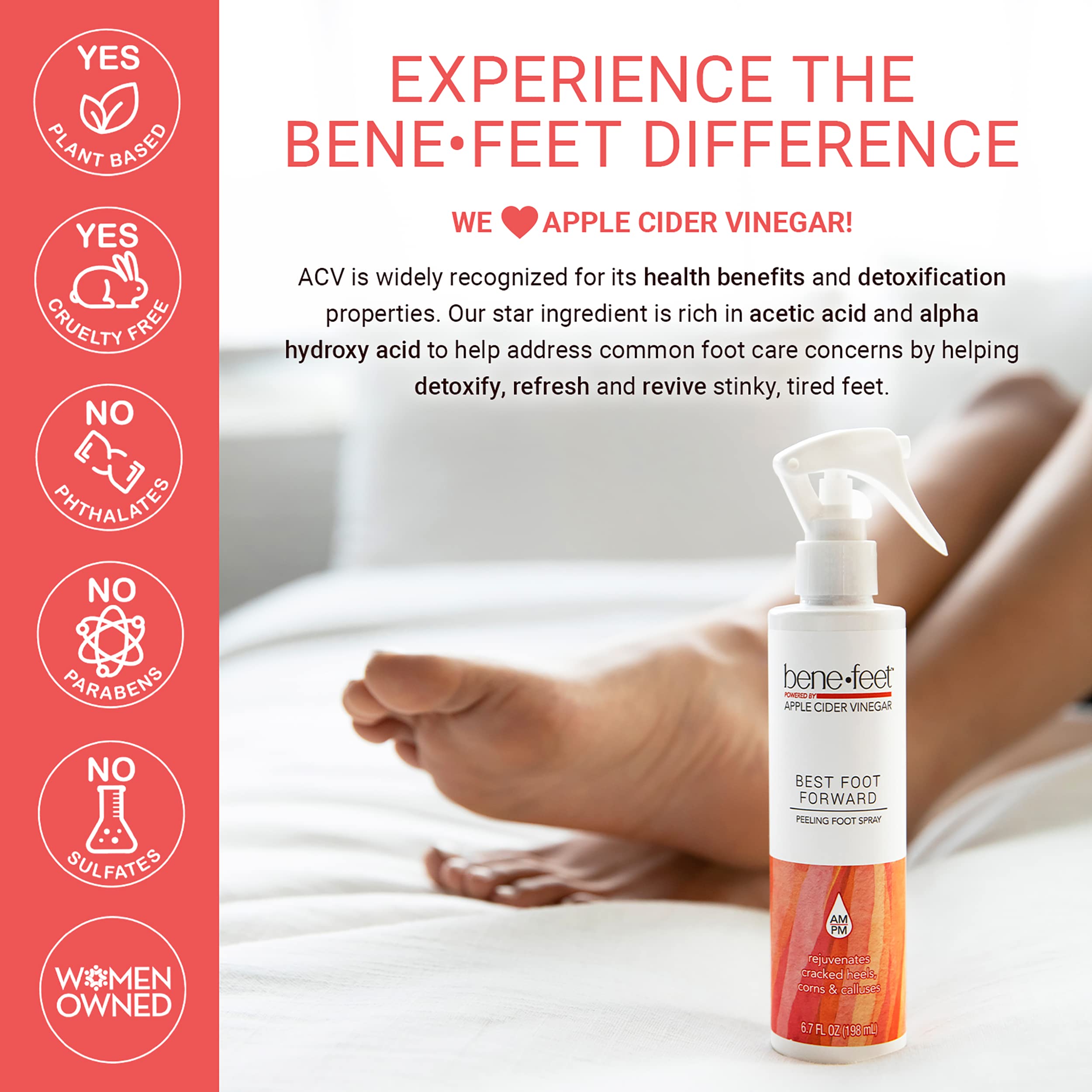 Benefeet Best Foot Forward Peeling Spray – Exfoliate, Hydrate & Smooth Cracked Heels, 6.7 oz