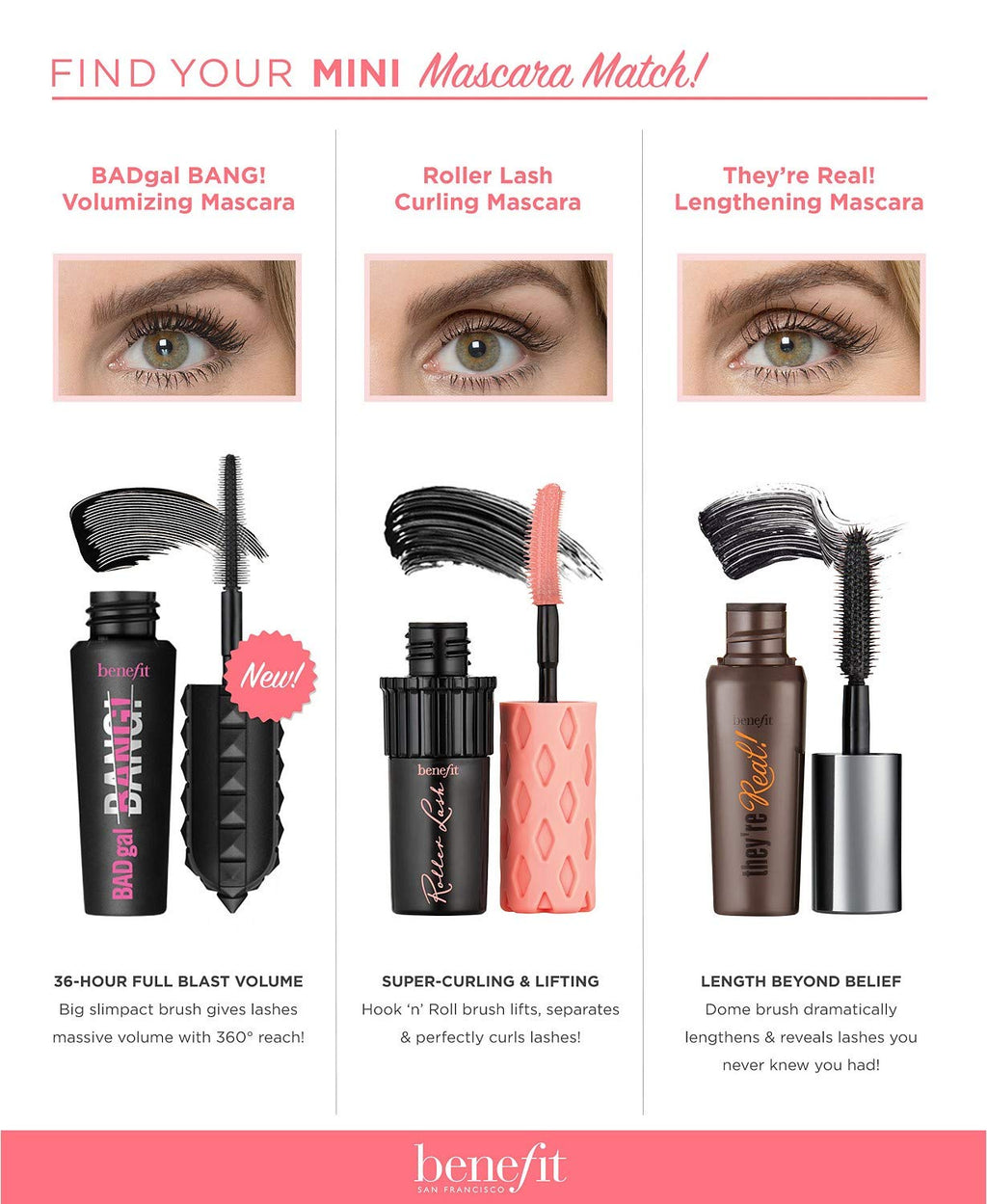 Benefit Lash Leader Mini Travel Size Trio: Roller Lash, BADgal BANG and They're Real