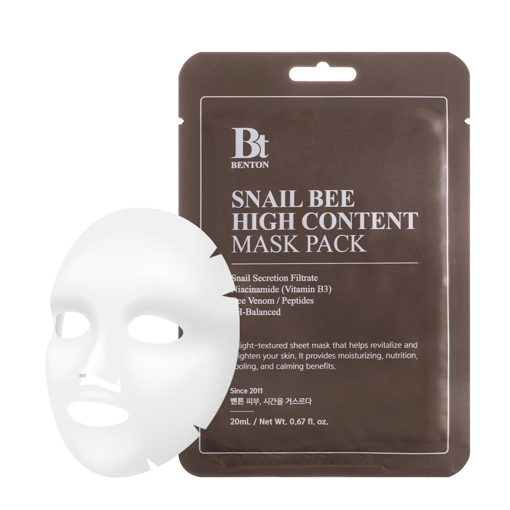 BENTON Snail Bee High Content Mask Pack (20g / 10 Sheets) – Hydrating & Soothing Facial Masks