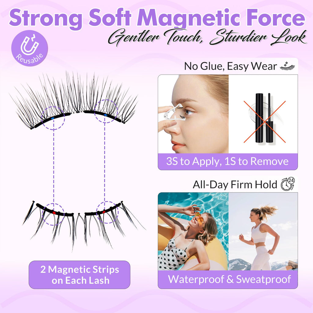 Bepholan CS100 Soft Magnetic Lashes – Glue-Free, Reusable with Applicator