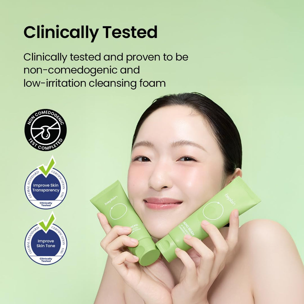 Beplain Mung Bean pH-Balanced Cleansing Foam – Fragrance-Free, Non-Comedogenic, Sensitive-Skin Friendly (160ml)