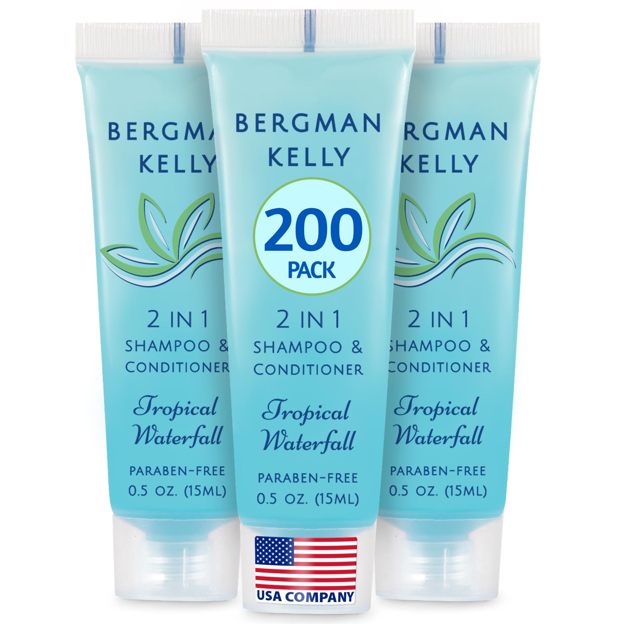 Bergman Kelly Travel Size 2-in-1 Shampoo & Conditioner - 0.5 fl oz, 200 Pack, Tropical Waterfall