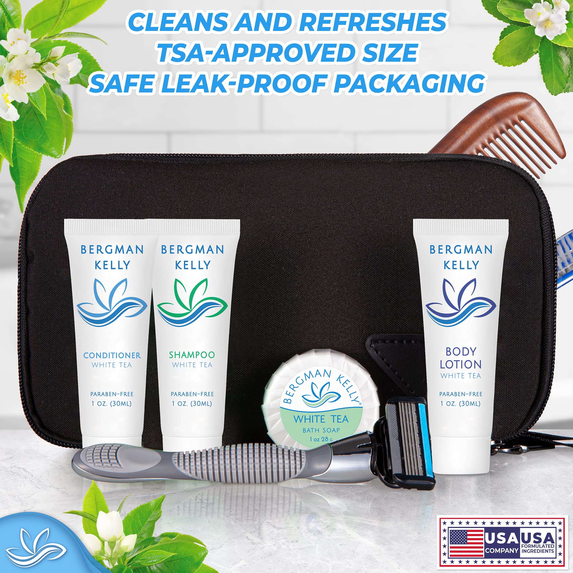BERGMAN KELLY Hotel Soap Bars – White Tea Scent, 0.5 oz, 200 Pack | Travel-Size Bulk Amenities