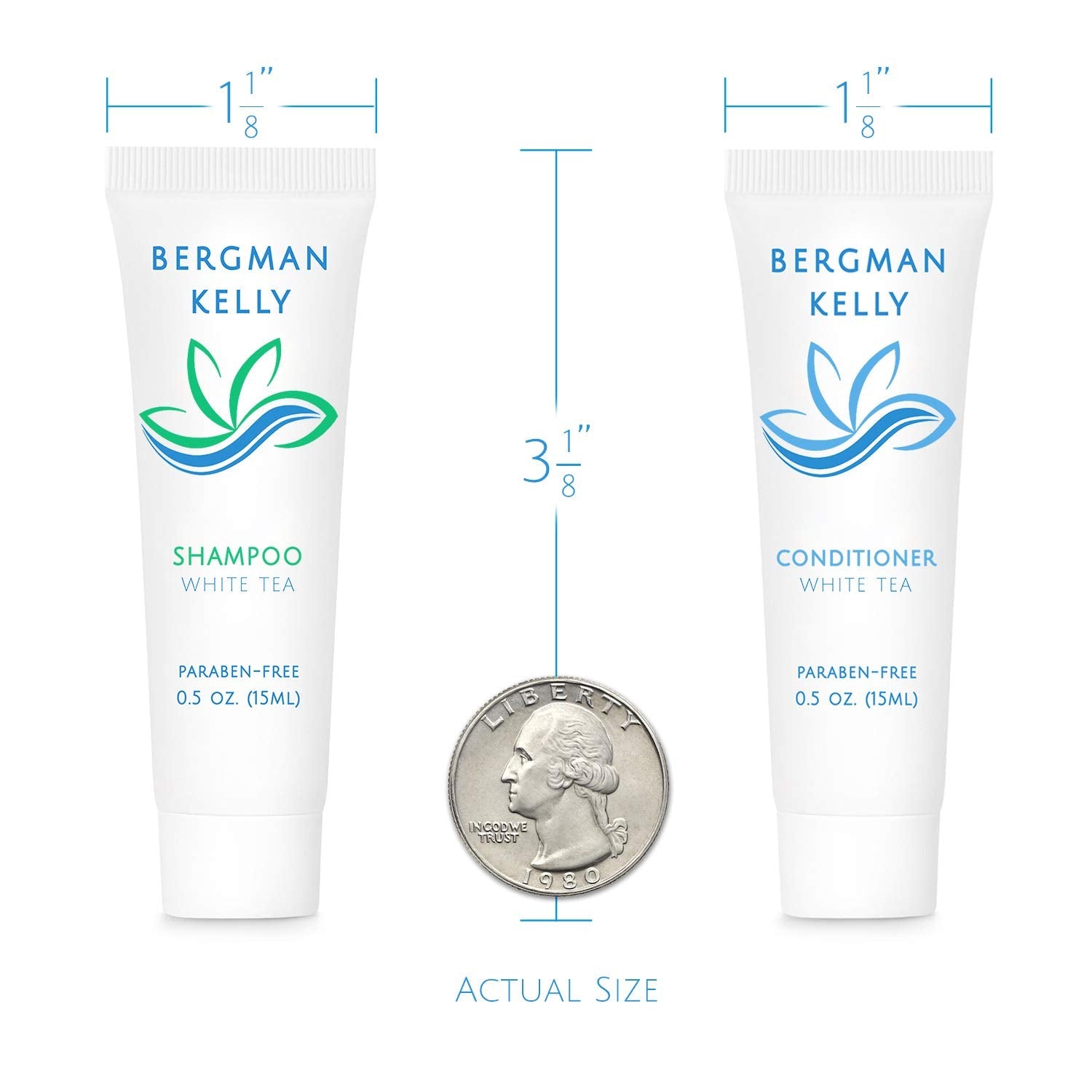 Bergman Kelly Travel Shampoo & Conditioner Set – 0.5 fl oz, 100 pcs, White Tea