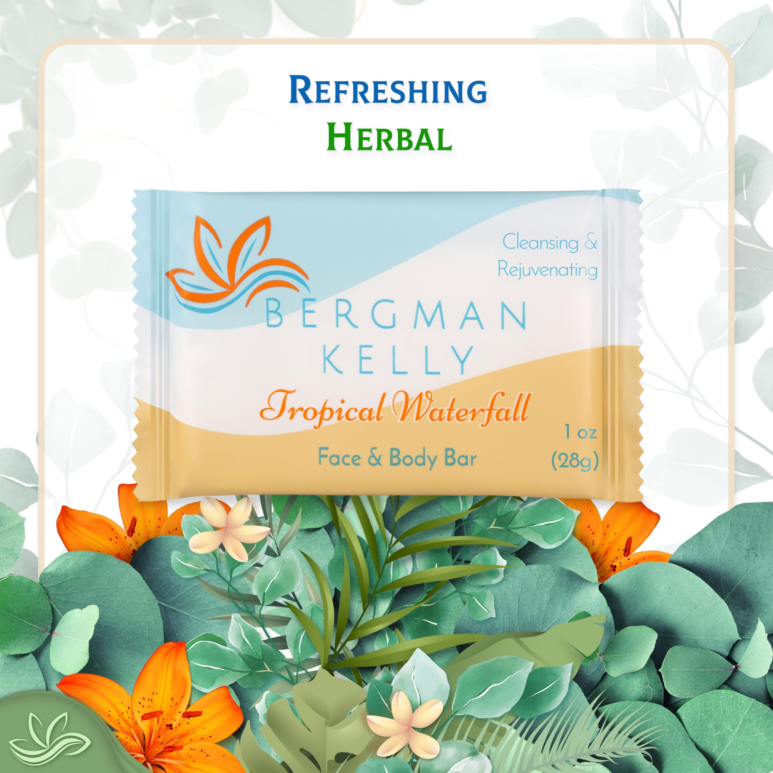 BERGMAN KELLY - Tropical Waterfall Hotel Soap Bars, 1 oz, 200 Count – Travel-Size Luxury Bulk Amenities