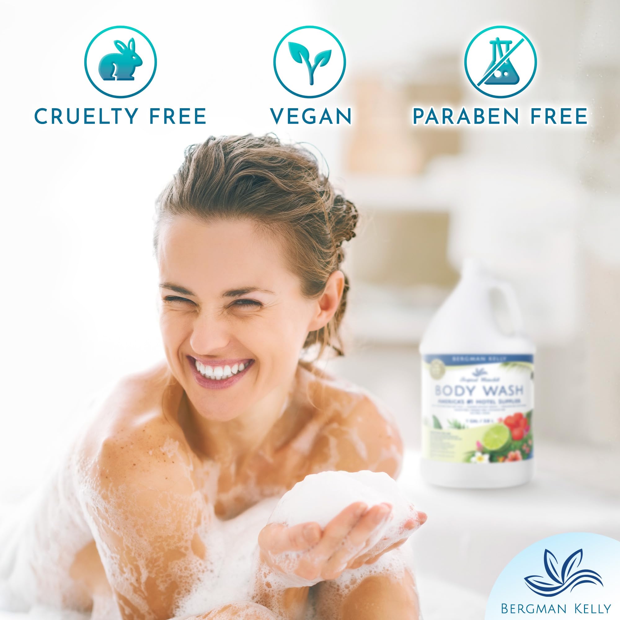 BERGMAN KELLY Refill Gallon Size Body Wash – Tropical Waterfall (128 oz) | Bulk Hotel Amenities