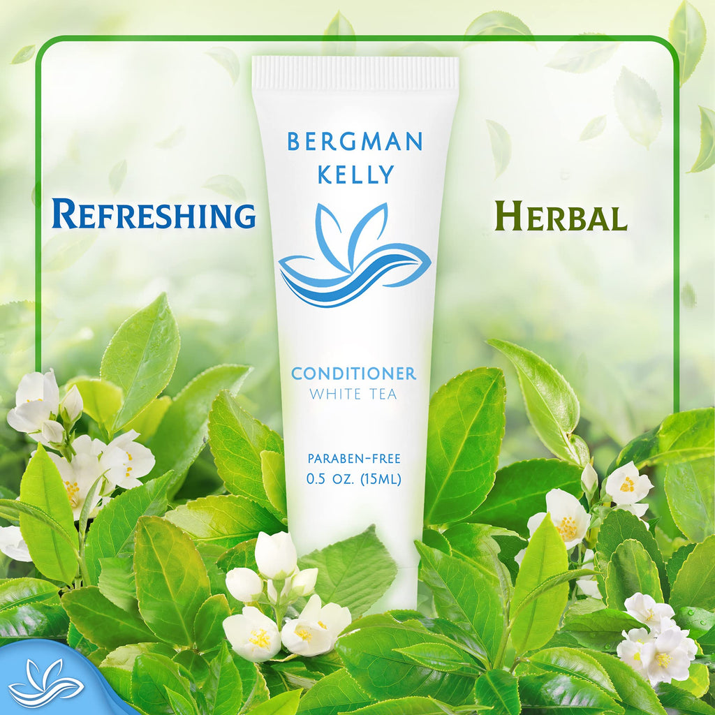 BERGMAN KELLY Rectangular Hotel Soap Bars, Shampoo & Conditioner 3-Piece Set (0.5 oz each, 150 pc, White Tea)