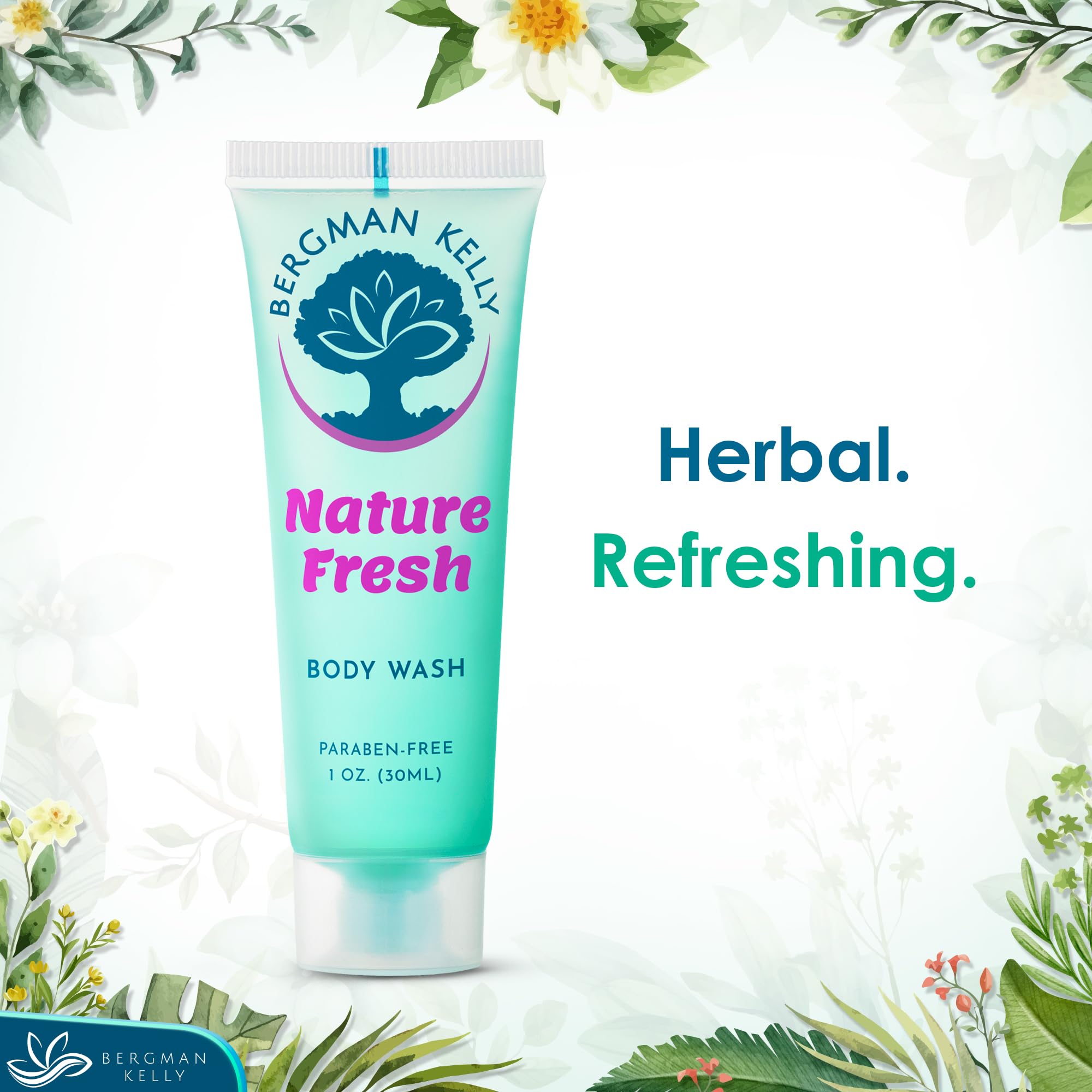 BERGMAN KELLY Travel Size Body Wash Nature Fresh 1 fl oz 100-pk Bulk Hotel Toiletries