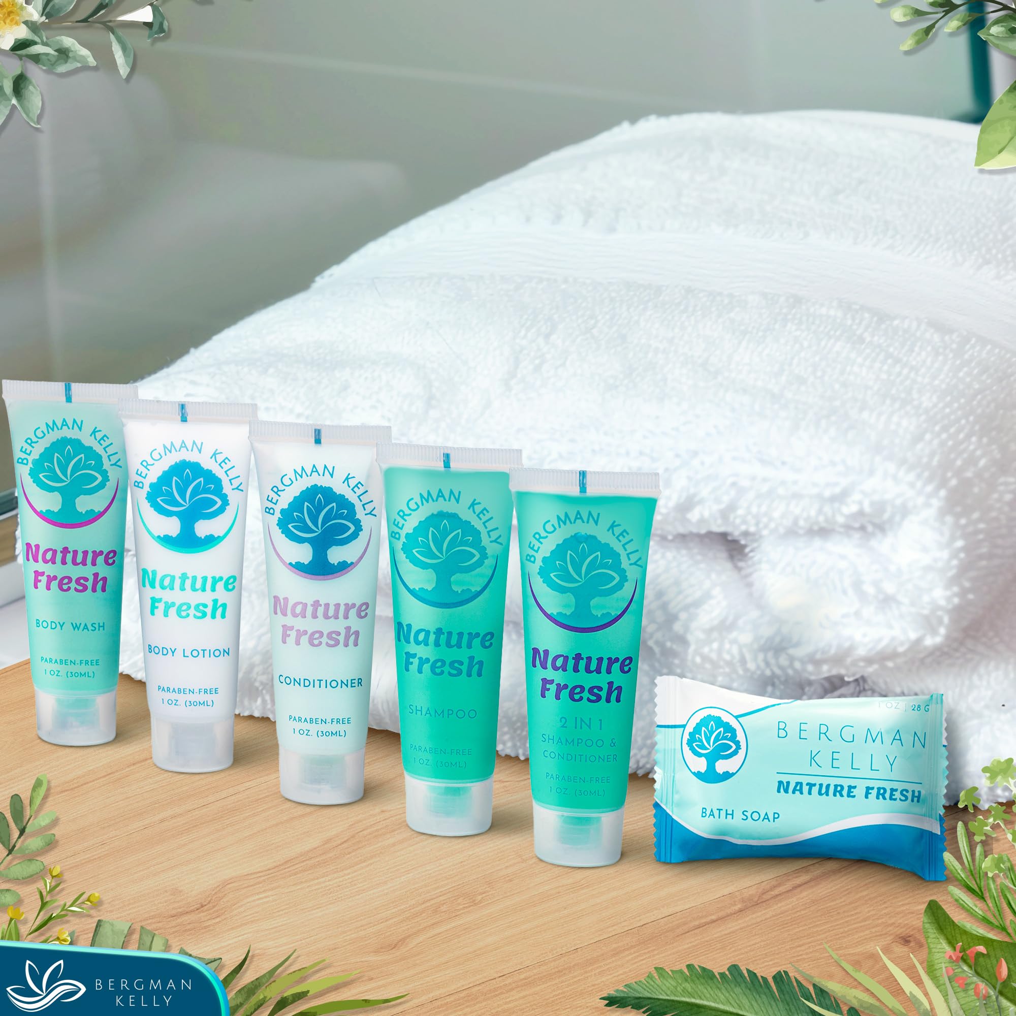 BERGMAN KELLY Travel Size Body Wash Nature Fresh 1 fl oz 100-pk Bulk Hotel Toiletries