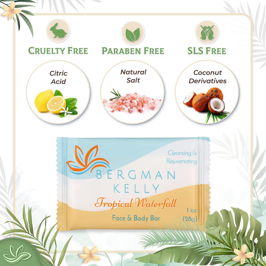 BERGMAN KELLY - Tropical Waterfall Hotel Soap Bars, 1 oz, 200 Count – Travel-Size Luxury Bulk Amenities