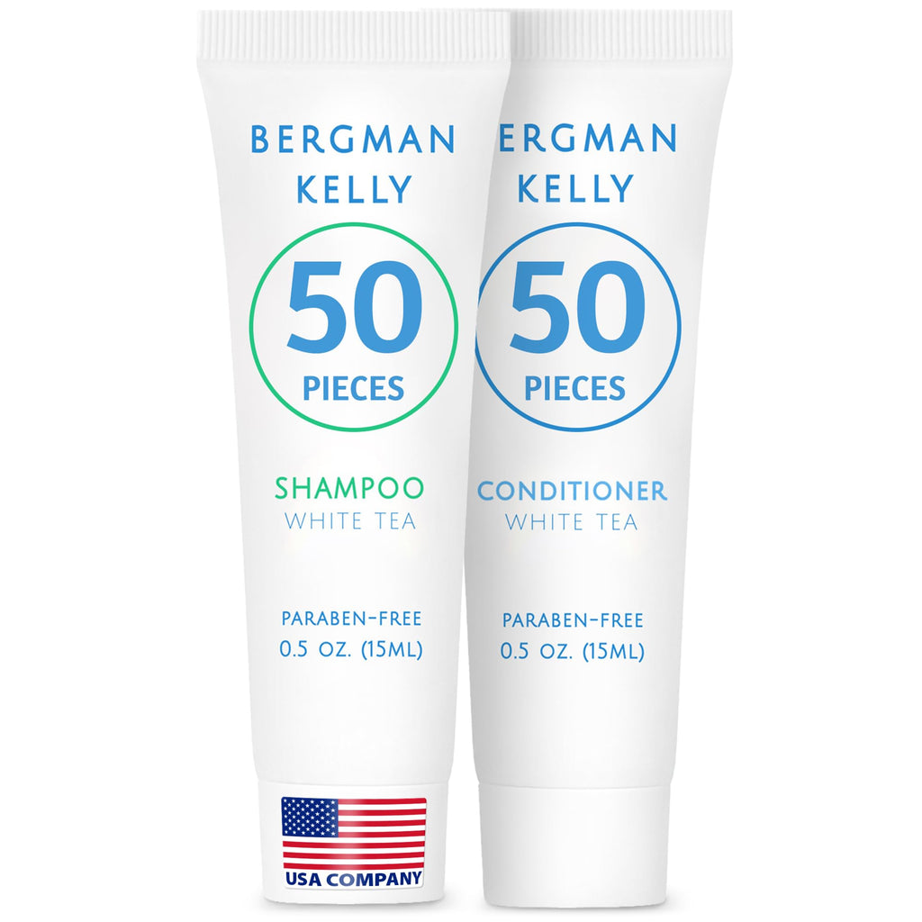Bergman Kelly Travel Shampoo & Conditioner Set – 0.5 fl oz, 100 pcs, White Tea