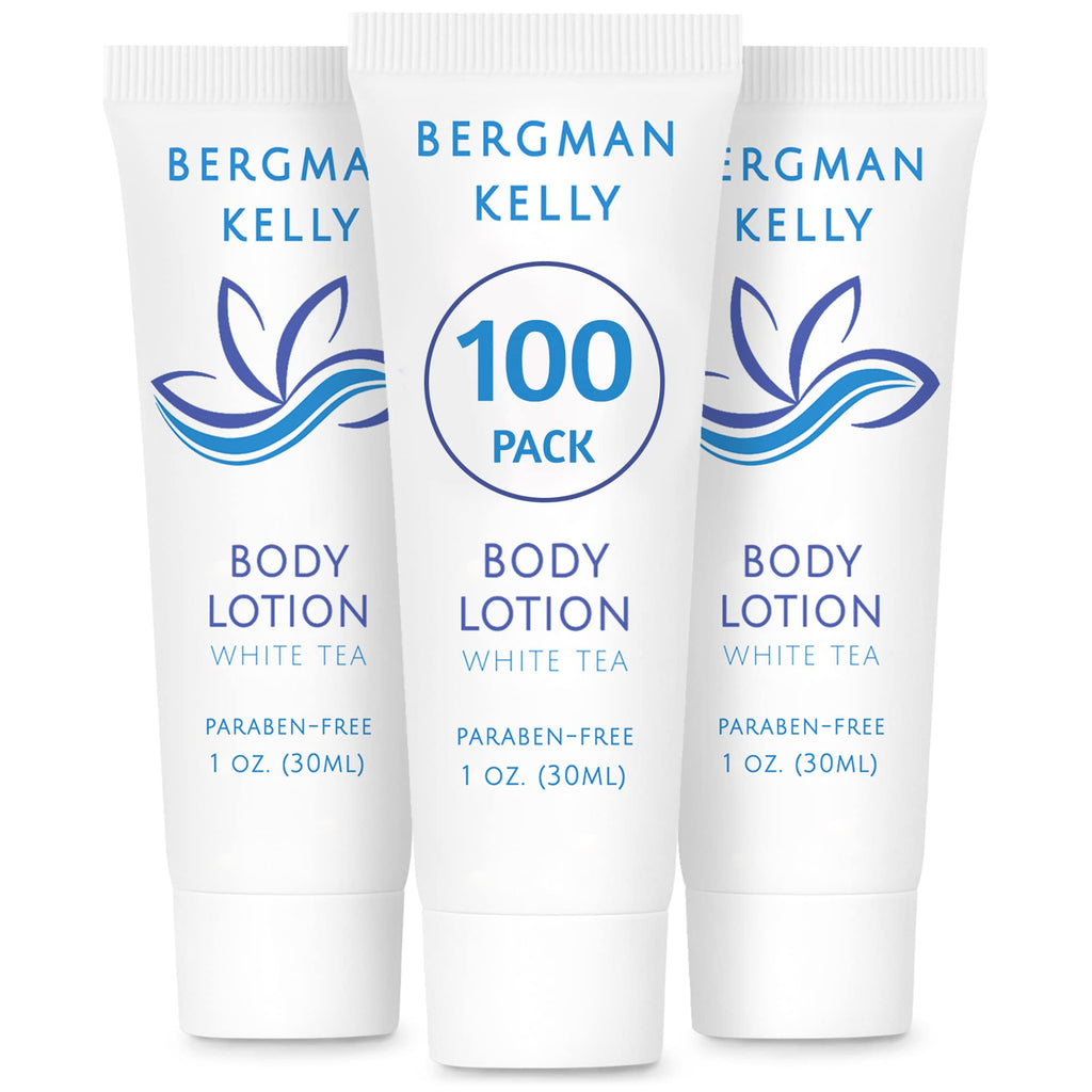 BERGMAN KELLY Travel Size Lotion 1 oz | 100 Pack White Tea – Bulk Guest Amenities