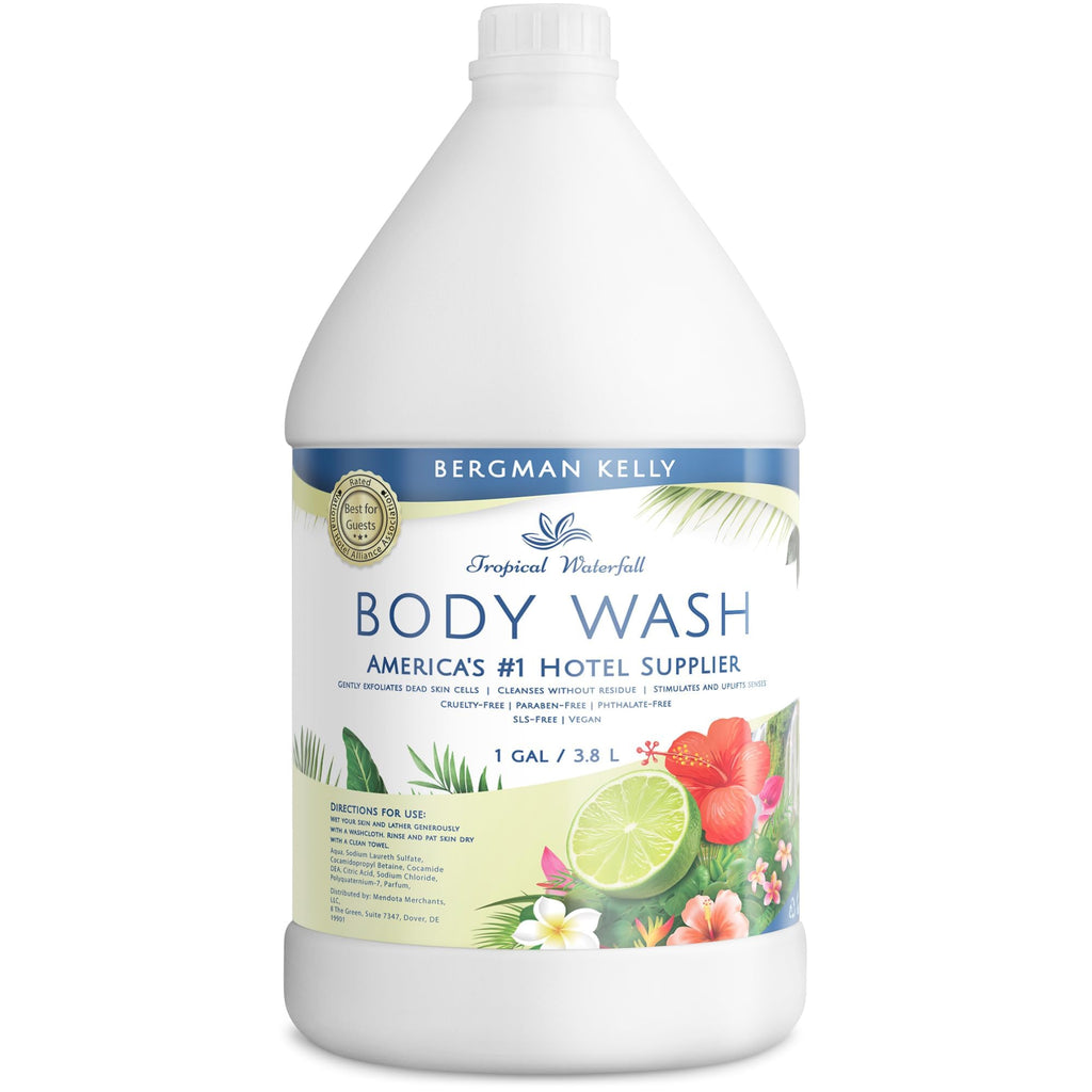BERGMAN KELLY Refill Gallon Size Body Wash – Tropical Waterfall (128 oz) | Bulk Hotel Amenities