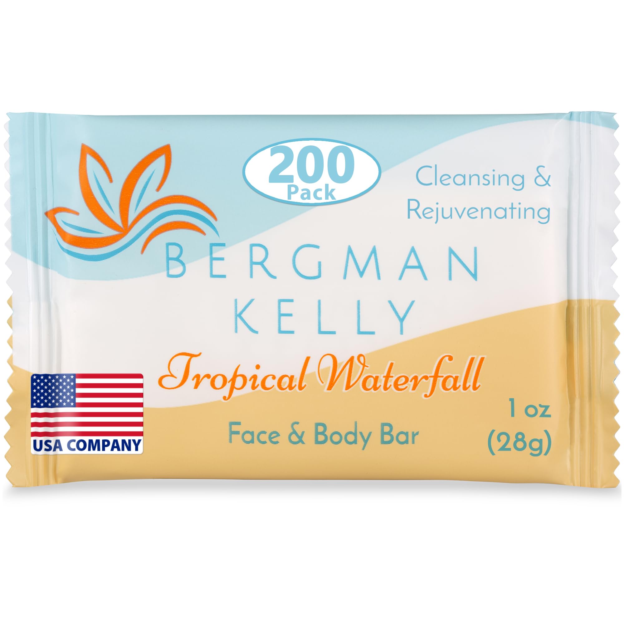 BERGMAN KELLY - Tropical Waterfall Hotel Soap Bars, 1 oz, 200 Count – Travel-Size Luxury Bulk Amenities