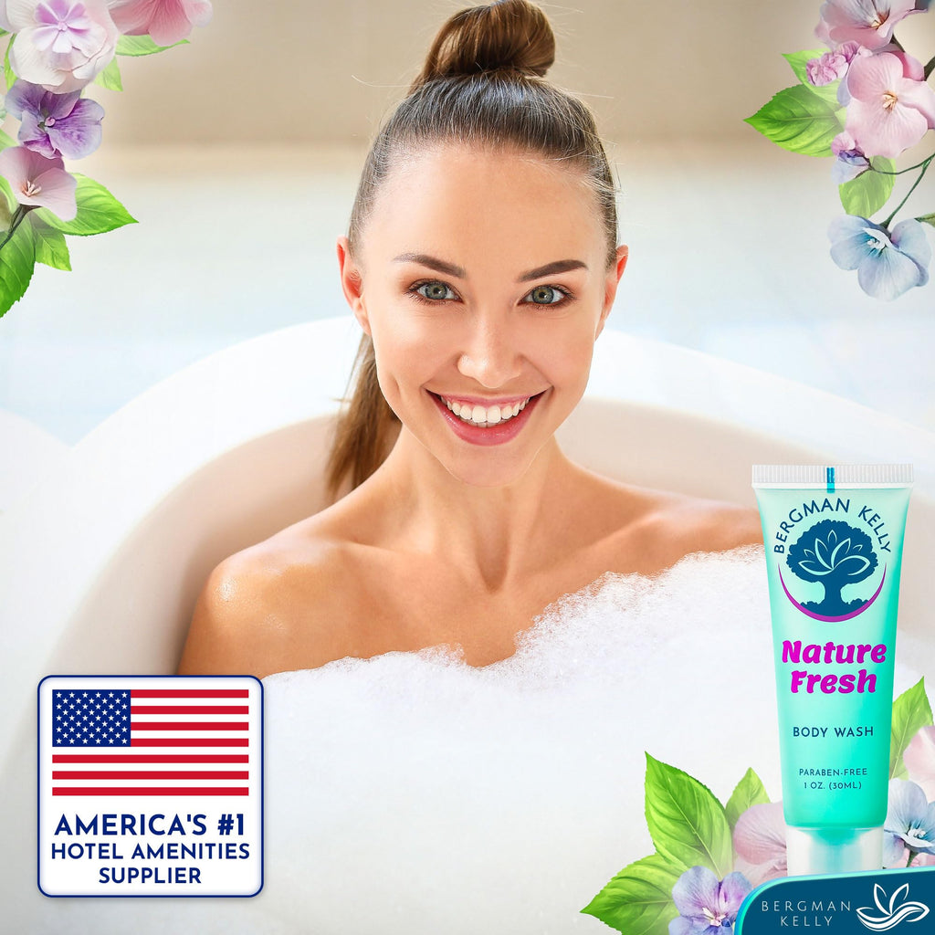 BERGMAN KELLY Travel Size Body Wash Nature Fresh 1 fl oz 100-pk Bulk Hotel Toiletries