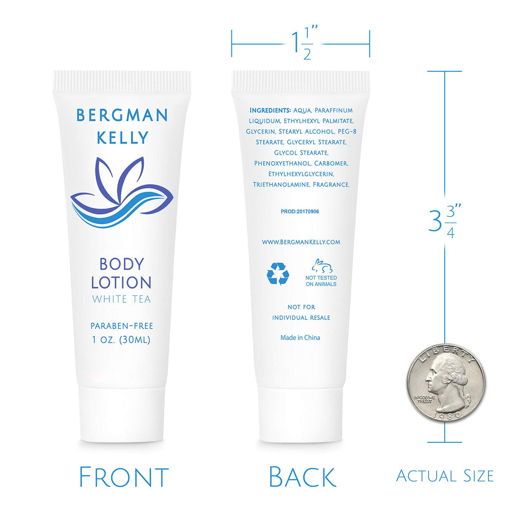 BERGMAN KELLY Hotel Toiletries Bundle – White Tea 1 oz, 200-Piece Bulk 4-Piece Set