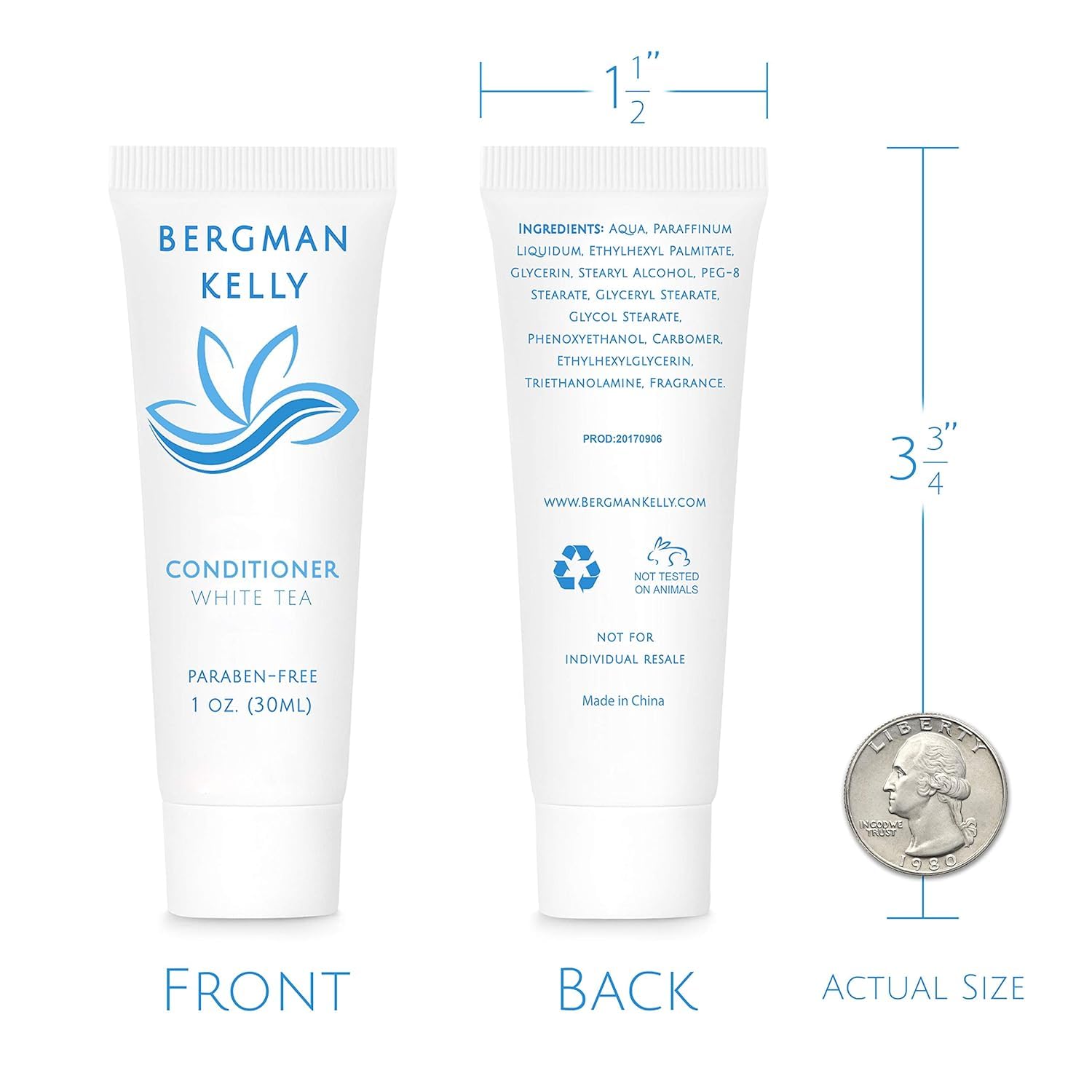 BERGMAN KELLY Hotel Conditioner – White Tea Scent, 1 oz, 200-Pack Travel Size Amenities