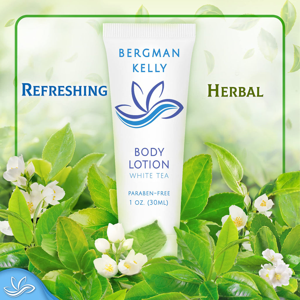BERGMAN KELLY Travel Size Lotion 1oz – White Tea Scent, 200 Count Bulk Hotel Amenities