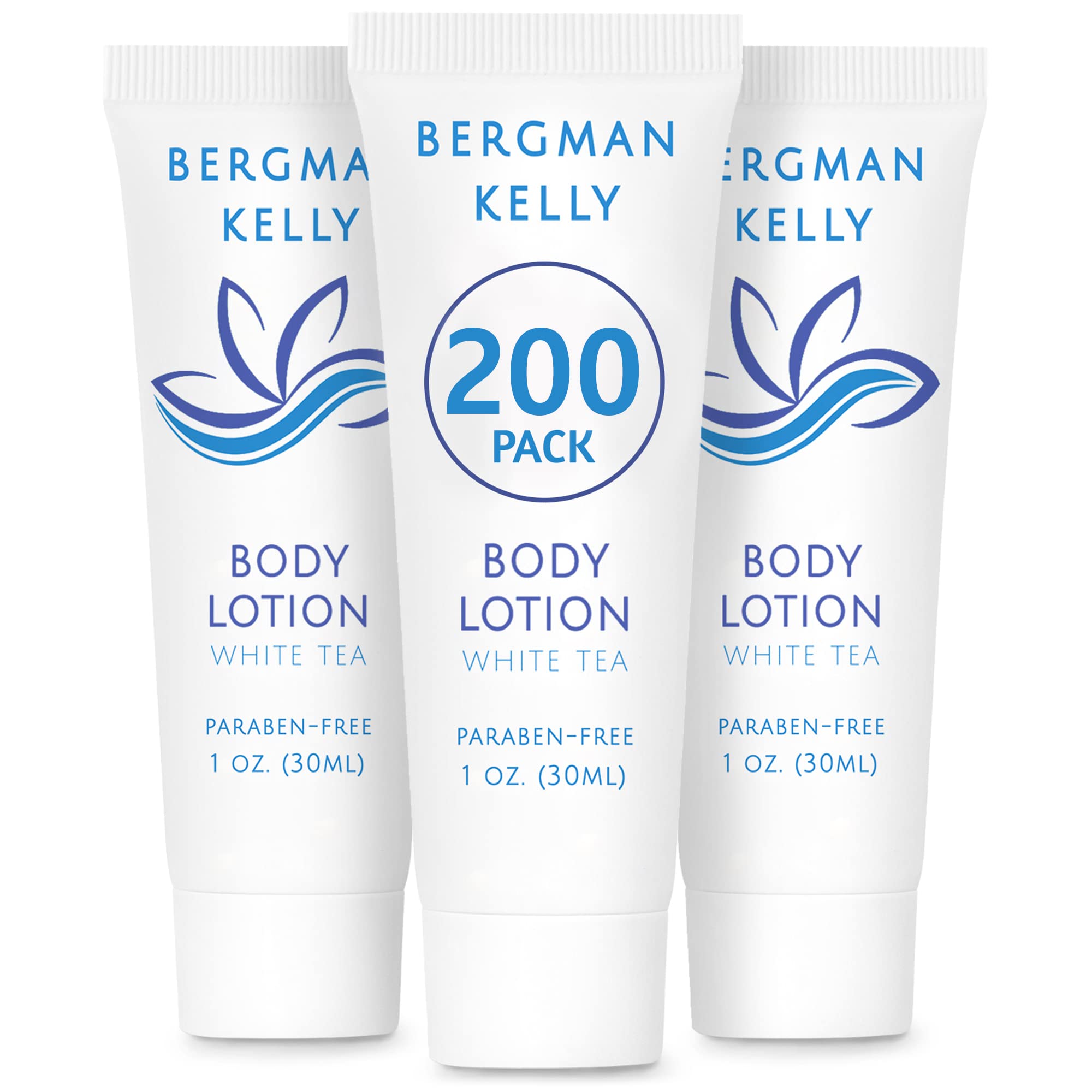 BERGMAN KELLY Travel Size Lotion 1oz – White Tea Scent, 200 Count Bulk Hotel Amenities