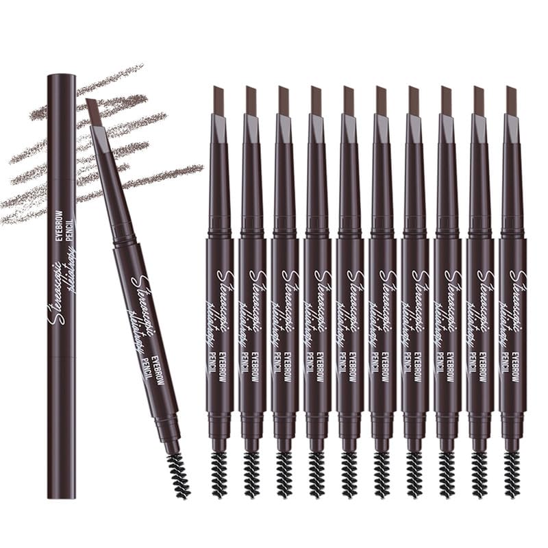 Berinist 12pc Dark Brown Waterproof Eyebrow Pencils — Dual-End with Brush