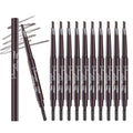 Berinist 12-Piece Medium Brown Waterproof Eyebrow Pencils – Retractable Dual-End with Brush, Triangular Tip