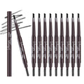 Berinist 12pcs Black Waterproof Eyebrow Pencils – Dual-End Retractable with Brush and Triangular Tip