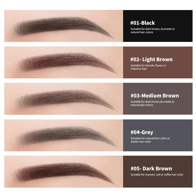 Berinist 12pc Dark Brown Waterproof Eyebrow Pencils — Dual-End with Brush